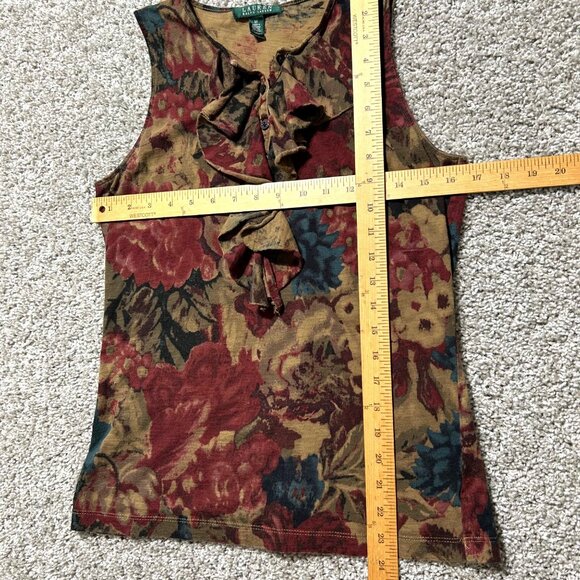 Lauren Ralph Lauren Y2K Womens Sz M Floral Ruffled Sleeveless Top Multicolor - Picture 7 of 7